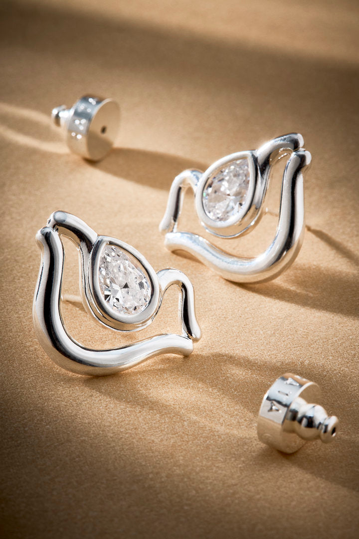 Brinco Audrey P prata com cristal austríaco, joia elegante para produções sofisticadas